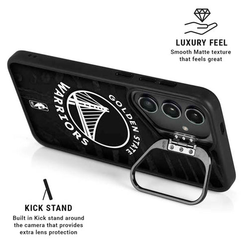NBA Golden State Warriors Black Animal Print Galaxy S24 Plus Kickstand Case